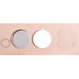 Комплект от четири части заготовки за кръгъл ключодържател - фолио, метална халка, метална платинка и PVC основа