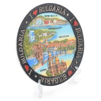 Сувенирна релефна чинийка с поставка, декорирана с надпис I &hearts; Bulgaria