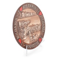 Сувенирна релефна чинийка с поставка, декорирана с надпис I &hearts; Bulgaria