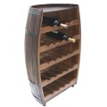 Декоративна поставка за вино - профил бъчва дърво, пет рафта с място за двадесет и три бутилки