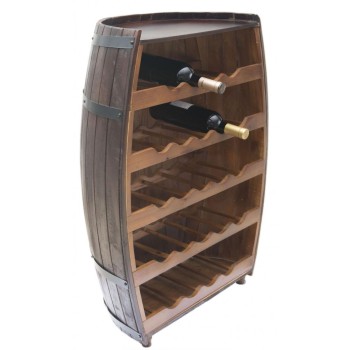 Декоративна поставка за вино - профил бъчва дърво, пет рафта с място за двадесет и три бутилки