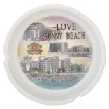 Сувенирен керамичен пепелник с лазерна графика - хотели и плажна ивица от Слънчев бряг