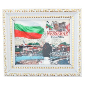 Сувенирна магнитна фигурка във формата на картина с рамка - Вятърната мелница в Несебър