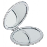 Сувенирно джобно огледало, изработено от изкуствена кожа и метал
