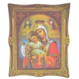 Икона с имитация на рамка върху магнитна основа - Дева Мария с младенеца и два ангела
