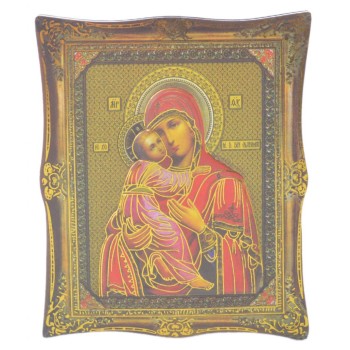 Икона с имитация на рамка върху магнитна основа - Дева Мария с младенеца