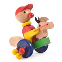 Дървена фигурка - животно с пръчка за бутане