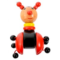Дървена фигурка - животно с пръчка за бутане
