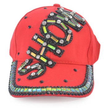 Спортна лятна шапка с козирка, декорирана с надпис SHOW и цветни камъни