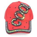 Спортна лятна шапка с козирка, декорирана с надпис COOL и цветни камъни