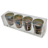 Комплект четири броя сувенирни стъклени чаши с декорация - Черноморска крайбрежна ивица
