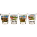 Комплект четири броя сувенирни стъклени чаши с декорация - Балчик