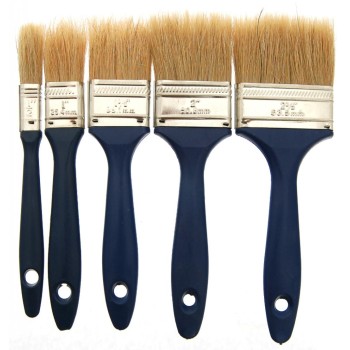 Комплект пет броя четки за боядисване с естествен косъм и PVC дръжка