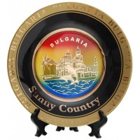 Сувенирна чинийка порцелан с пластмасова поставка и кукичка за закачване