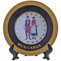 Сувенирна чинийка порцелан с пластмасова поставка и кукичка за закачване