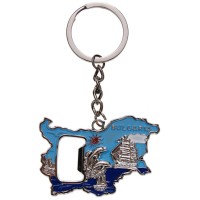 Сувенирен метален ключодържател отварачка - контур на България