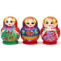 Декоративна дървена матрьошка - 6 броя фигурки с красива пирография
