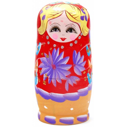 Декоративна дървена фигурка - шест броя матрьошки с красива пирография