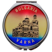 Сувенирно джобно огледало метал с капаче с декорирация - Варненската катедрала